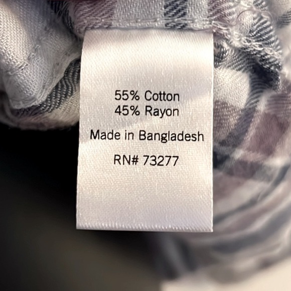 SO 🌲 BLUE/PURPLE PLAID COTTON BLEND LONG SLEEVE LACE-UP TUNIC TOP Women’s XXL - Picture 8 of 9